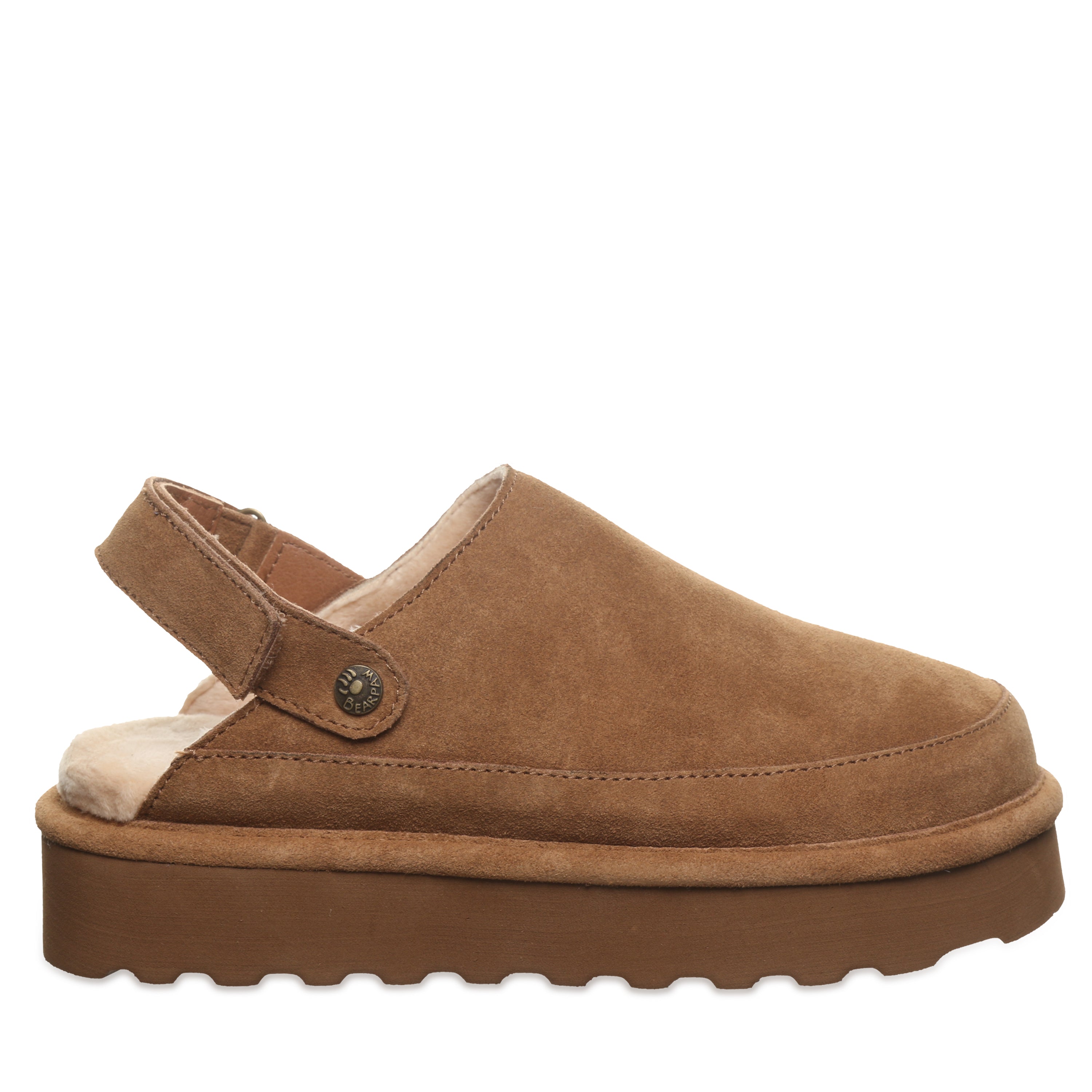 Brooke Hickory Suede Platform Clog With Adjustable Heel Strap