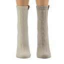 LADIES GEO TEXTURE ANKLET 2PK IVORY