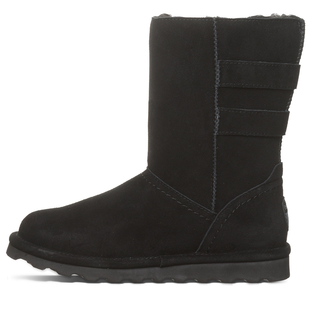 Aurelia Black Suede Mid-Calf Boot With Buckle Detail – BEARPAW Shoes