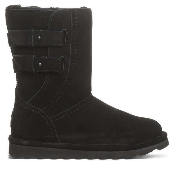 Aurelia Black Suede Mid-Calf Boot With Buckle Detail – BEARPAW Shoes