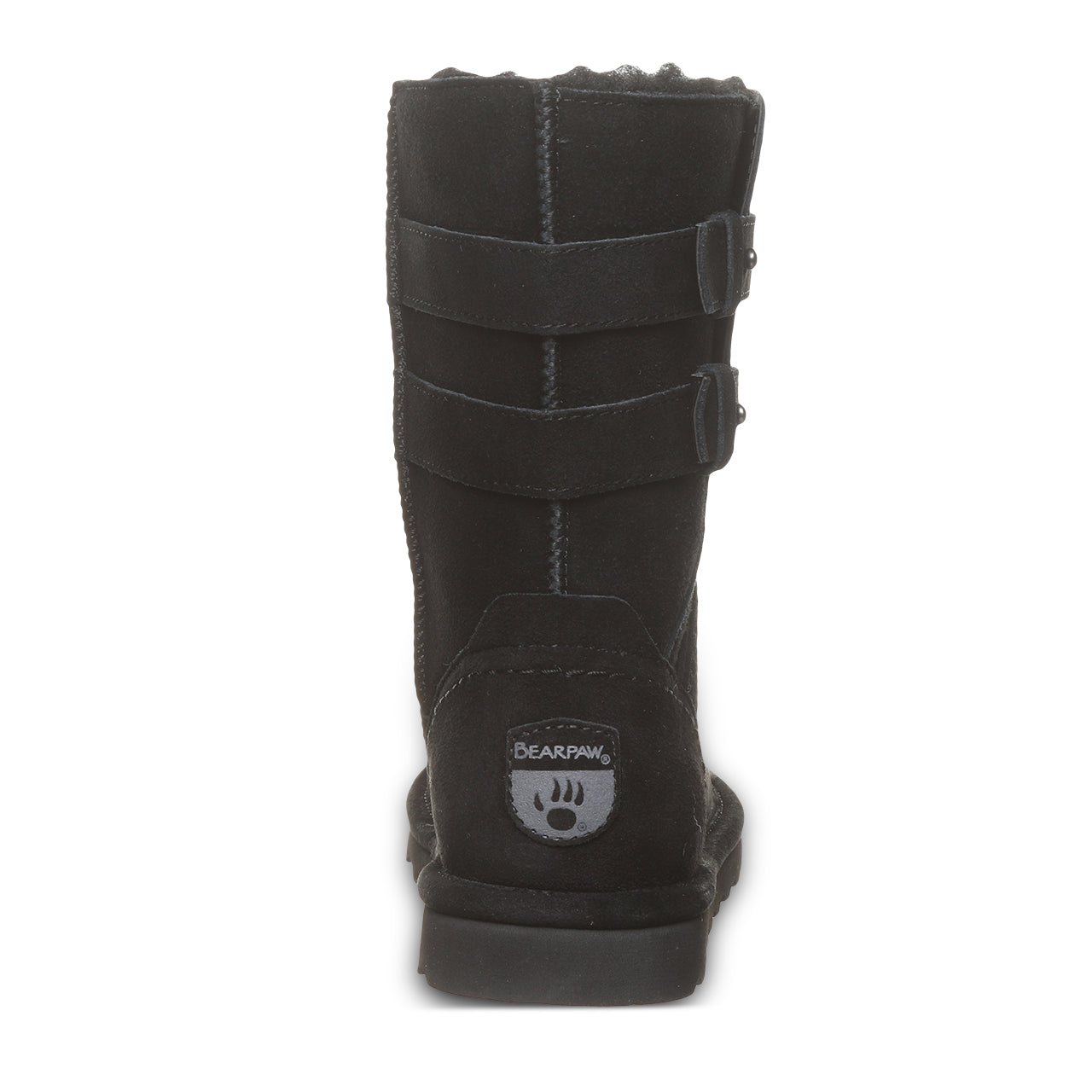 Aurelia Black Suede Mid-Calf Boot With Buckle Detail – BEARPAW Shoes