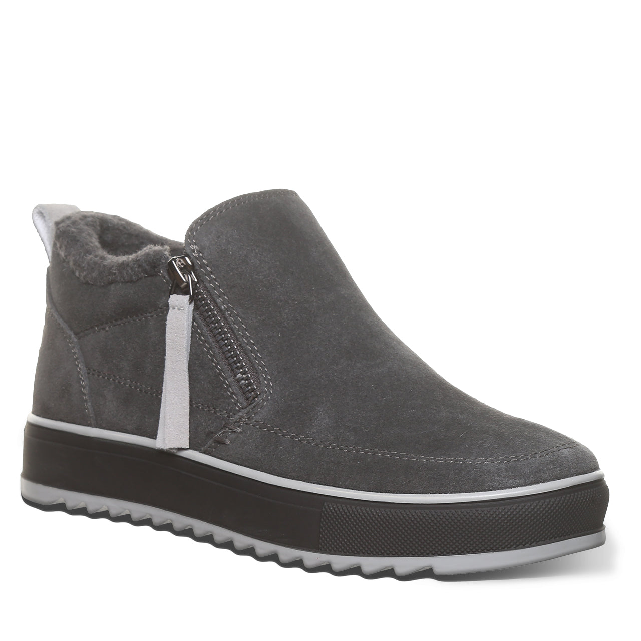 Amanza Graphite Suede Slip-On Shoe With Side Zipper – BEARPAW Shoes