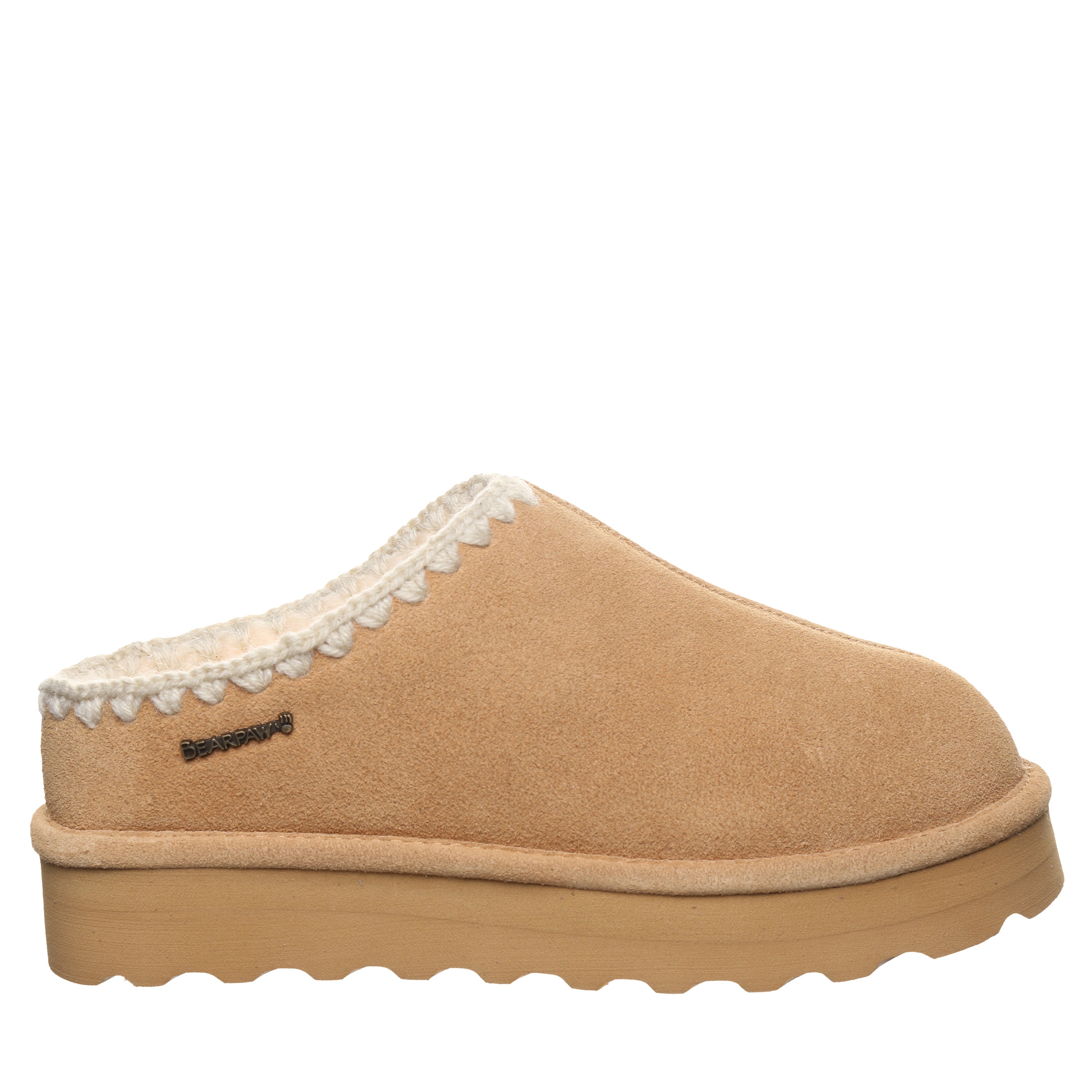 Crochet Martis Iced Coffee Platform Slipper With Crochet Trim
