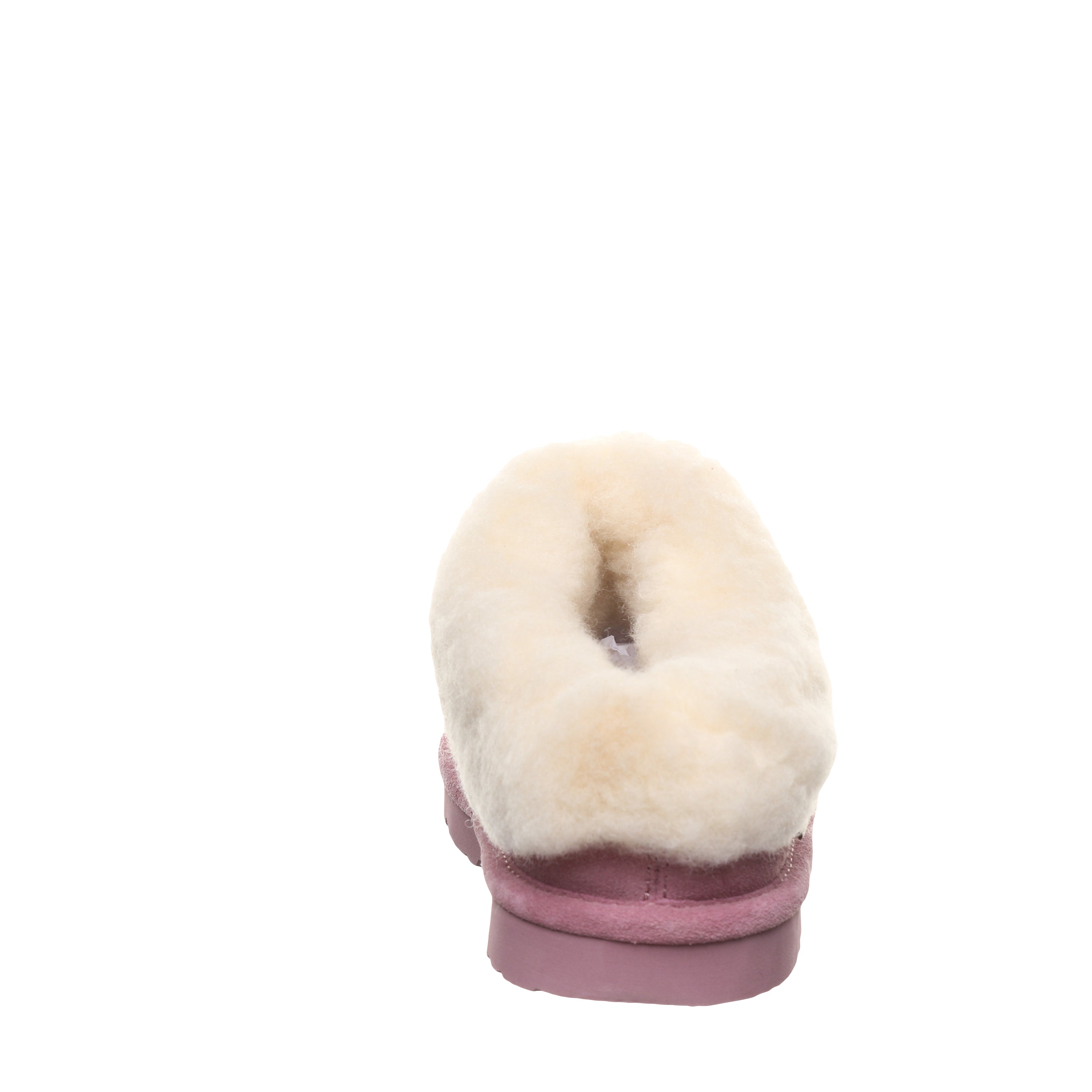 Brina Youth Dusky Orchid Suede Clog Slipper With Faux Fur Collar