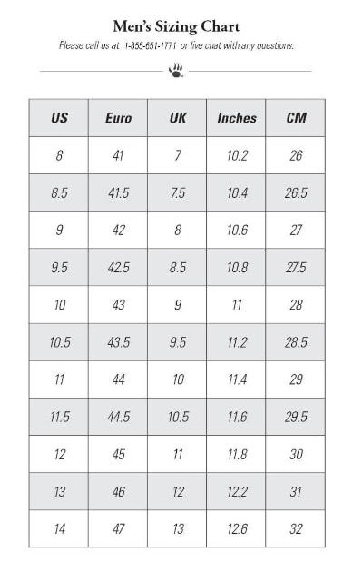 Men's Sizing Chart