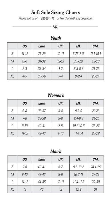 Soft Sole Sizing Chart