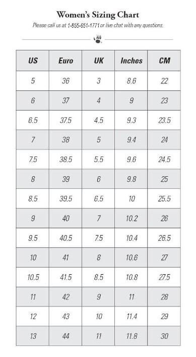 Women's Sizing Chart